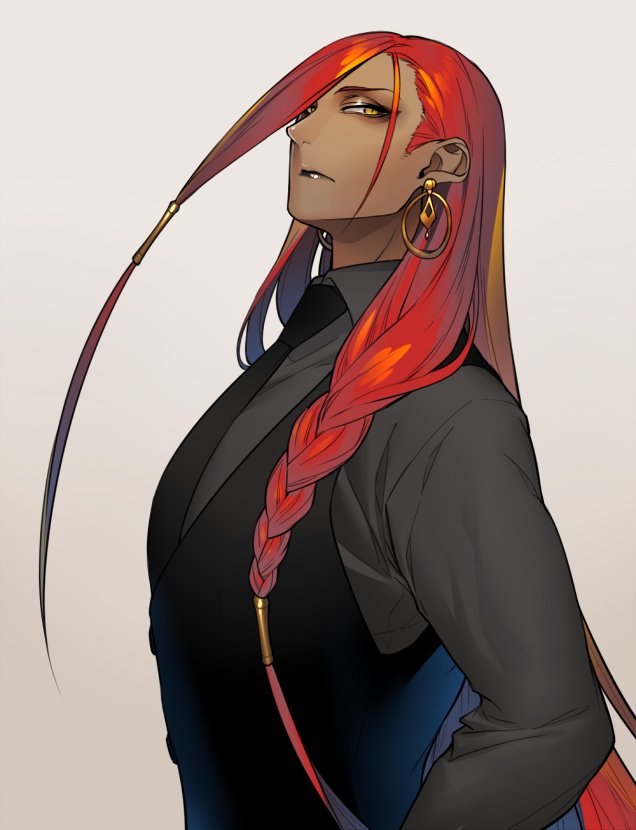 #あなた宅の創作お気に入り看板娘息子キャラを教えて
名前はジャファル。
赤髪褐色ハイヒール蛇男です。
尻尾みたいに蛇が生えてる(実際尻尾)
看板だけど最近描いてないねぇ。 