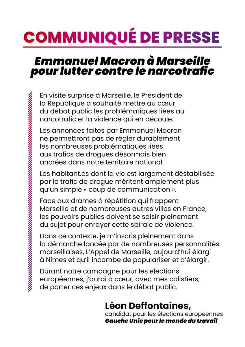 Trafics, armes, assassinats, drogues.. Stop, ça suffit ! Il faut rétablir l'égalité et la justice. À Marseille, comme ailleurs, les quartiers populaires ont droit au bonheur. Je m'inscris pleinement dans la démarche de @AppeldeMarseill ! Signez ici ⤵️ appeldemarseille.fr