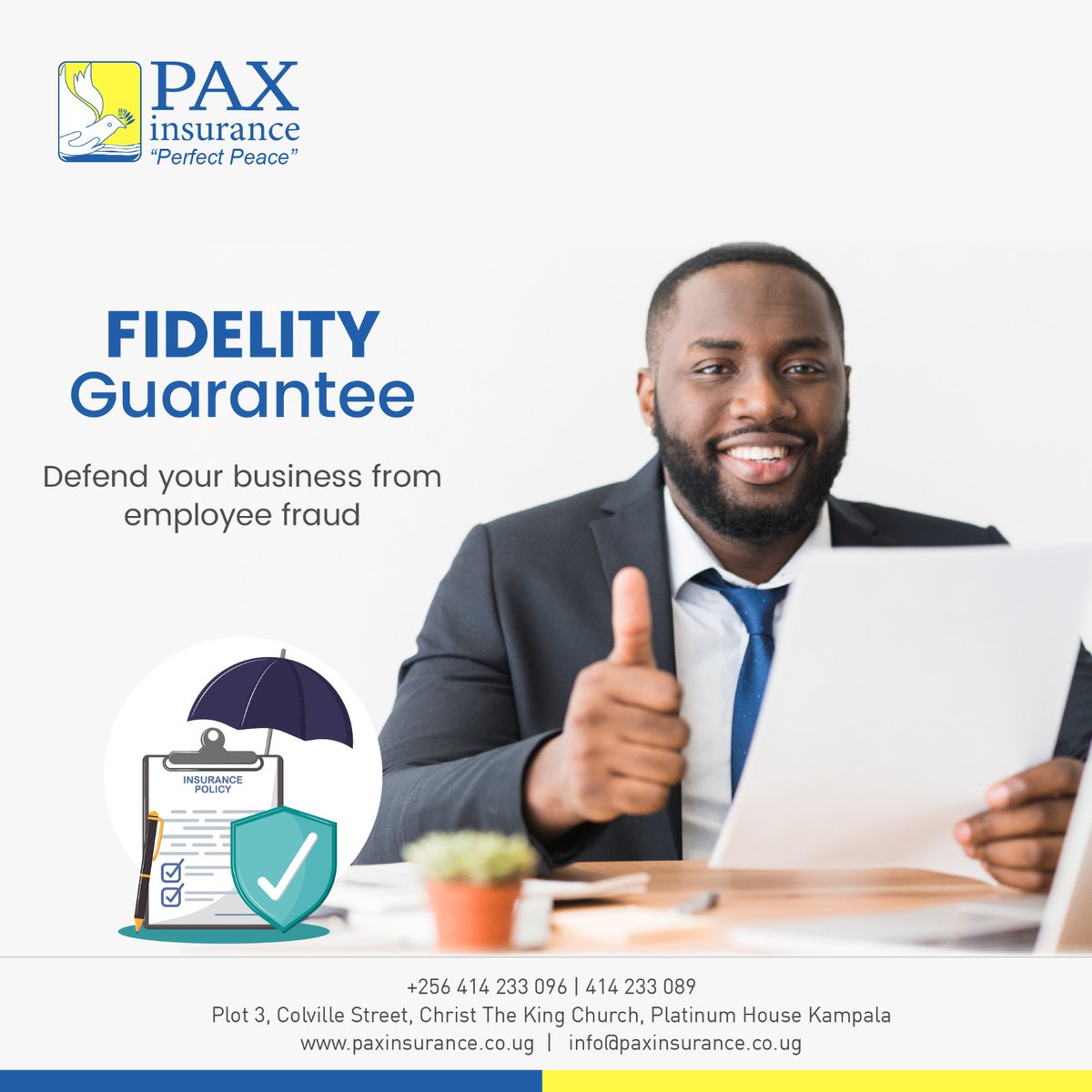 Don't let employee misconduct jeopardize your business's success. Fidelity Guarantee Insurance offers comprehensive coverage.

Call us on +256 414 233 096/+256 414 233 089

#FidelityGuarantee
#BusinessProtection
#InsuranceCoverage
