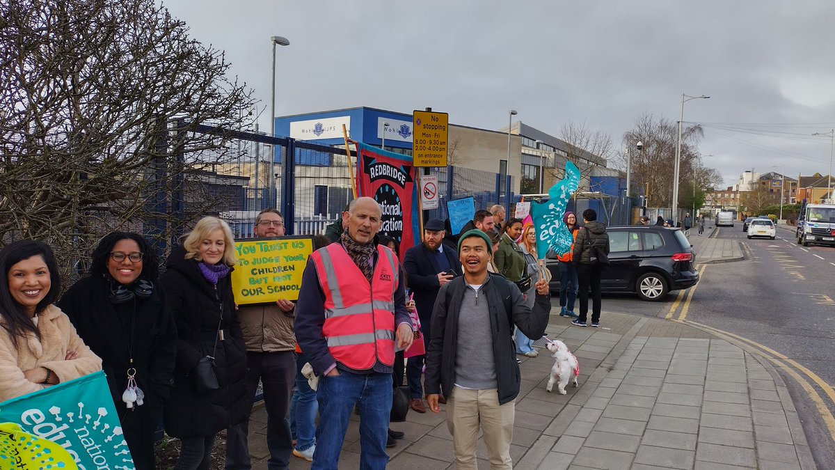 Day 2 of King Solomon High School strike, against misuse of capability and workload. Strong turnout and positive and determined spirit from NEU members. The school need to negotiate now! #NEU #Strike