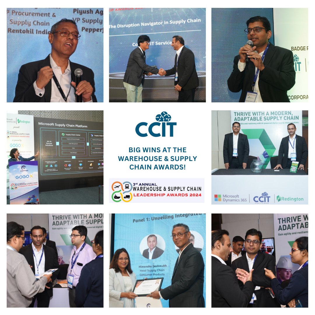 Highlights from Warehouse & Supply chain Leadership Awards,2024 > Disruption Navigators! CCIT wins at #WSLA2024. > Our strategic consultant Mr. Bino shared industry insights & we made powerful connections. #SupplyChainLeadership #MicrosoftDynamics #digitaltransformation #ccit