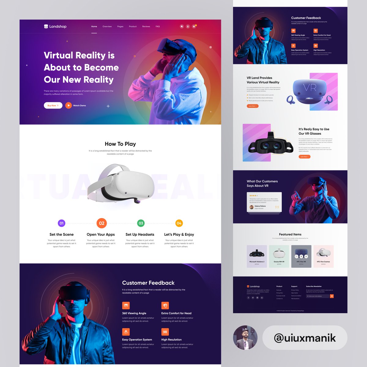 VR/Virtual Reality Glasses Landing Page Website Design.

Looking for a UX/UI Designer for your project?
Drop a line here: hello@mhmanik02.me

#uiux #figma #design #designoftheday #uidesigner #productdesigner #uxtrends #uidesigners #uxresearch #vrpromotion #devignedge #mhmanik0