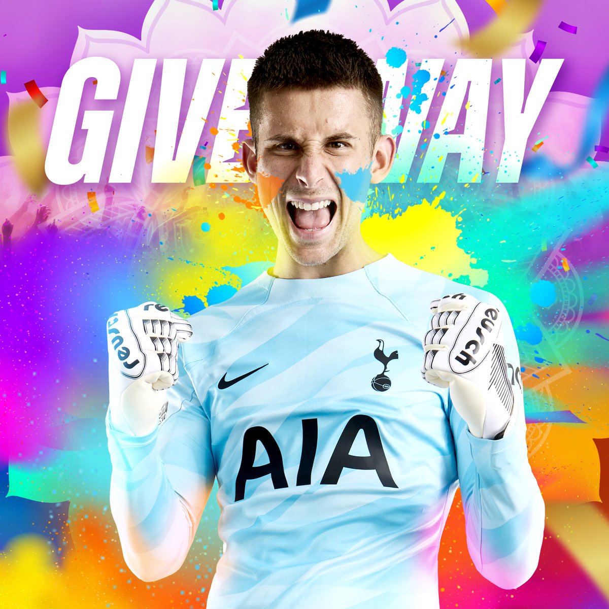 GIVEAWAY! 🚨 Get your Holi gift 🎁 An official Spurs jersey, signed by Vicario 😍 To stand a chance, all you need to do is follow us and RT this tweet 🙌 #HoliWithSpurs