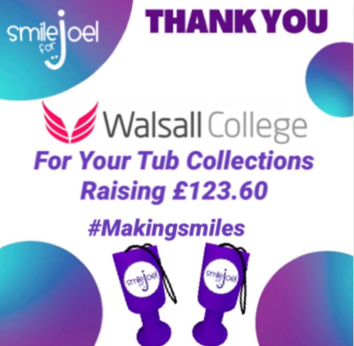 Thank you to staff and students, every donation makes a smile to a bereaved family. @WalsallCollege