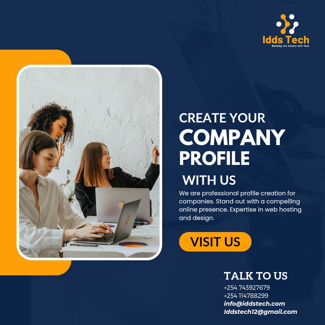 iddstech's tweet image. "Unlock your company's potential with our profile creation services. We specialize in web hosting, design, and creating captivating online identities. Let us help you make a lasting impression!"