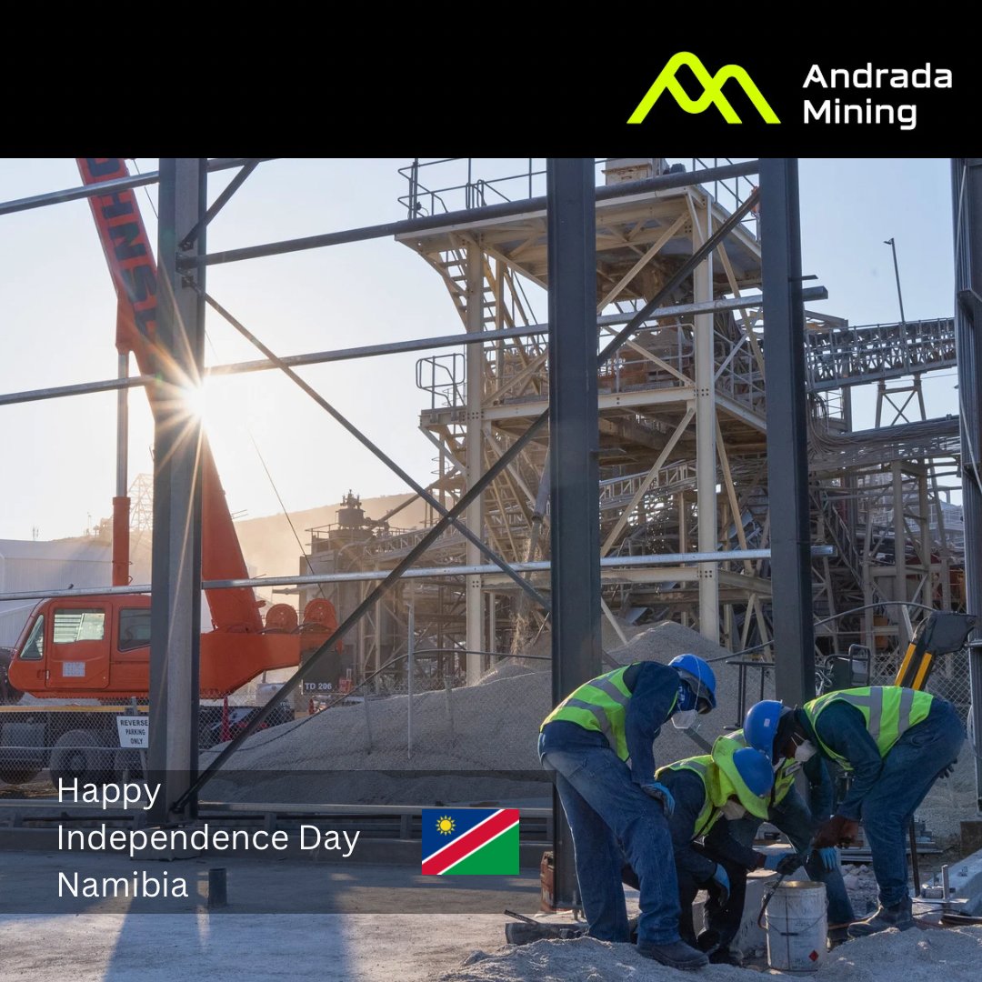 Happy Independence Day, Namibia! 🇳🇦 Today, we celebrate 34 years of freedom and progress. Andrada Mining sends warm wishes to all Namibians as we honor our journey and look ahead to a brighter future. Together, let's continue to build a prosperous and united nation.