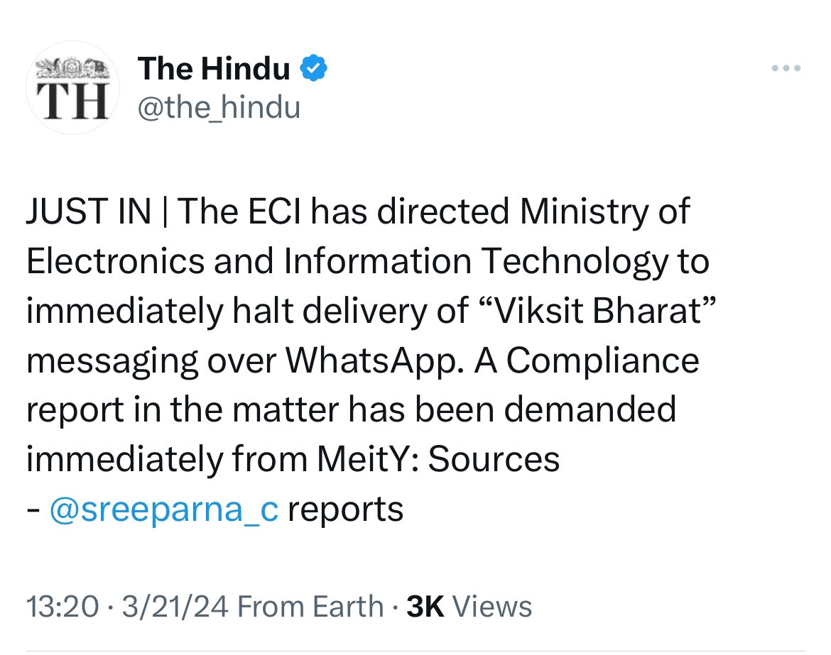 What a joke! The WhatsApp messages were sent for 2 days even after the Code of Conduct. Now that millions of messages have been sent & everything is done, the ECI issues this eyewash of a directive. What’s the point of ordering them to “stop sending messages” days after…