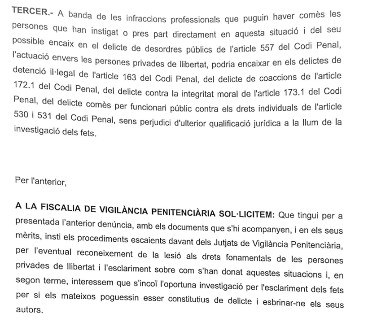 OSPDH1's tweet photo. ‼️Atenció

▶️S'ha presentat una denúncia penal davant Fiscalia Provincial Barcelona per les greus vulneracions de drets fonamentals que estan patint les persones preses a #Catalunya davant la crisi penitenciària

❌Els drets de la població presa NO poden ser instrumentalitzats https://t.co/vEnsc4BDKu
