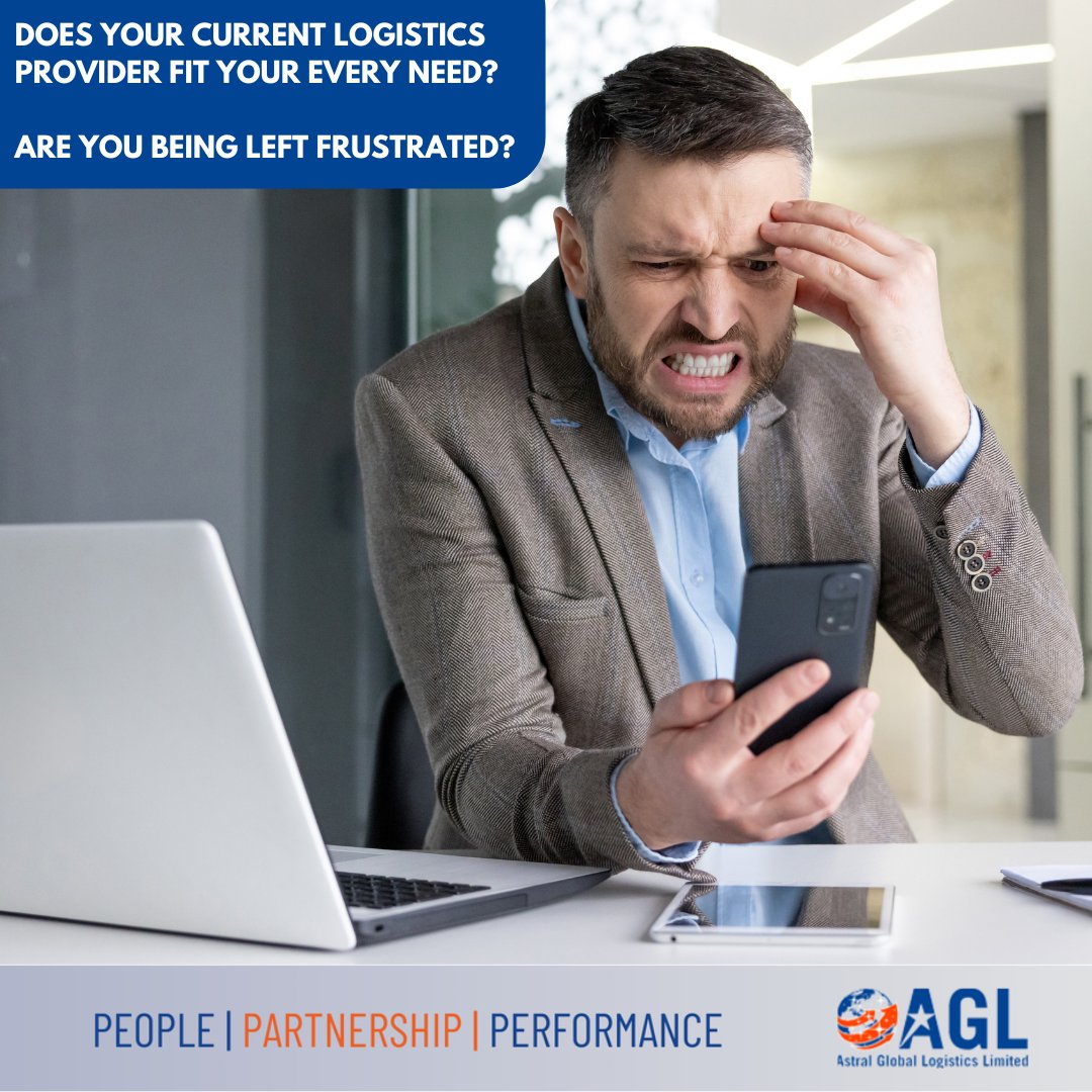 Does your current logistics provider fit your every need?

Are you being left frustrated?

Are you ready for a change?

Take advantage of our extensive global network. 

Contact AGL today 📧 sales@aglog.co.uk

🌍 | Astral Global Logistics | People, Partnership, Performance | 🌍