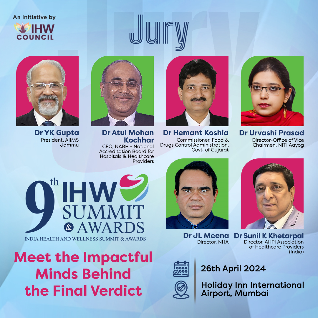 Announcing our first set of esteemed jury members for the 9th India Health & Wellness Awards! Join us on April 26th at Holiday Inn International Airport, Mumbai, and witness their insights unfold! Nominations are closing soon, submit your entries - ihwcouncil.org/indiahealthsum…