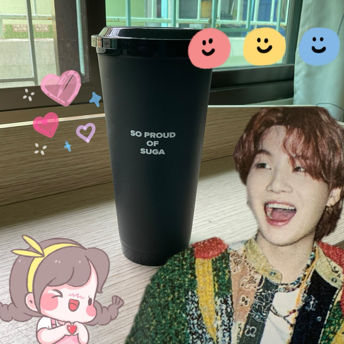 ได้รับแก้วน้ำจากกิจซัพพอร์ตวันเกิดพี่ยุนกิแล้วนะคับ ขอบคุณน้า 💜🙇🏻‍♀️ #SoProudOfSuga