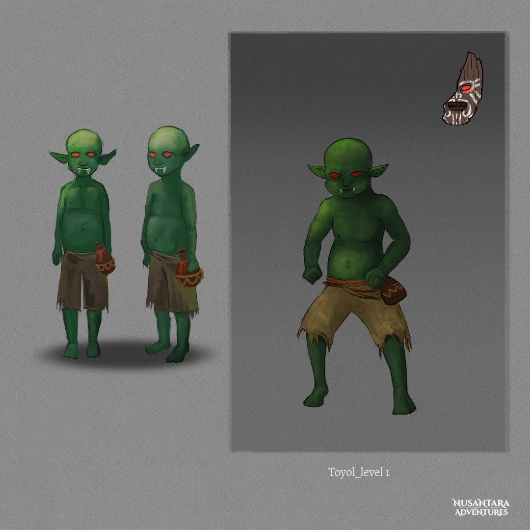 First level, unlocked! Meet Toyol: the mischievous green creature with fiery red eyes, ready to take on his transformation journey 💢💢

 #ToyolRevamp #ConceptArts