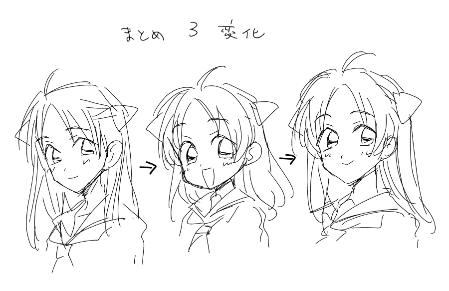 まとめは連載が進むにつれて段々丸く頭身が低くなっていってしまい、「幼くなってしまうのは本意ではない」と思いちょっと調整して最終的にまた少し大人っぽくしました。たぶん温泉回あたりが一番丸っとしてた♨️ 
