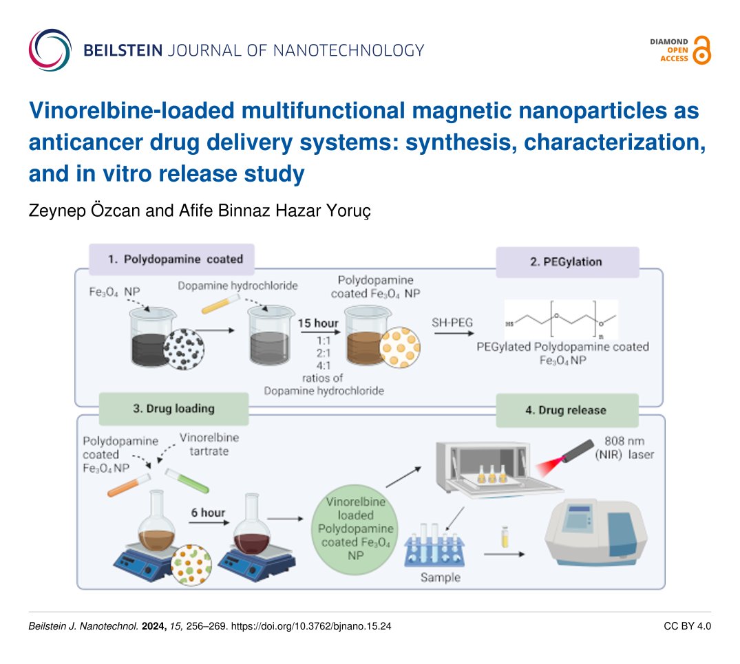 Researchers at @YildizEdu 🇹🇷 synthesized, characterized and performed in vitro studies with vinorelbine-loaded #magnetic #nanoparticles as #anticancer #DrugDeliverySystems. 🔗 beilstein-journals.org/bjnano/article… #DrugEfficacy #solvothermal method #BJNANO #DiamondOpenAccess💎🔓