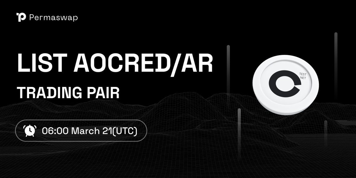 📢 Exciting Announcement! 📢 Permaswap has officially listed the trading pair $AOCRED 🔄 $AR 🔥Let's Trade NOW👉 permaswap.network/#/ #Permaswap #CRED #AR #TradingPair