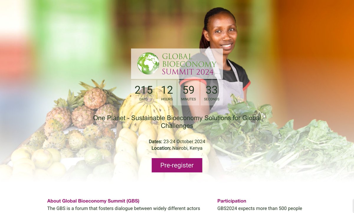 Pre-registration for #GBS2024 is now open! Secure your slot as a physical or virtual attendee for #GBS2024 & join leaders, innovators, & experts from around the world as they discuss sustainable #bioeconomy solution for global challenges. Visit this link: bioinnovate-africa.org/global-bioecon…