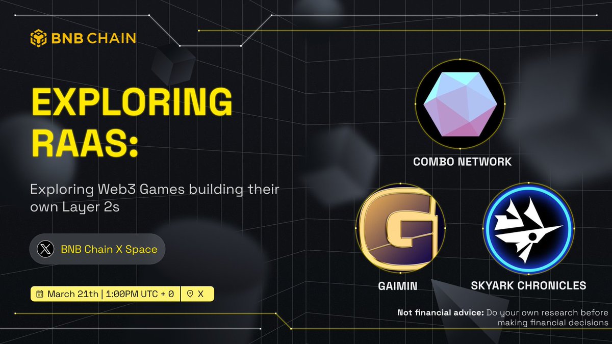 Tune into our session to discover how Web3 Games are building their own Layer 2s. 🤩 ⏰ 1PM UTC+0 📅 Thursday, 21st March 📍 twitter.com/i/spaces/1kvJp…