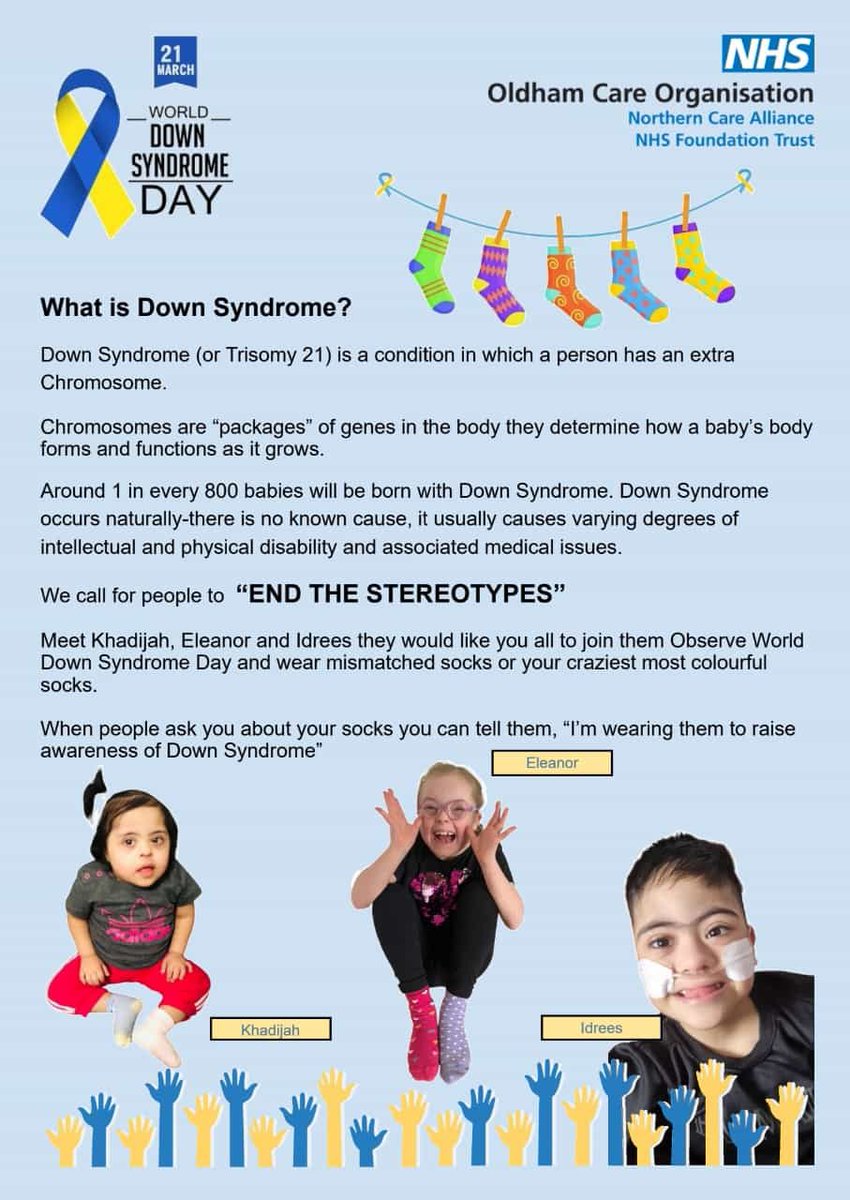 Happy World Downs Syndrome Day!! ❤️💙❤️ #End the Streotypes! Safaa and I rocking our socks! 🧦 @NCAlliance_NHS @OldhamCO_NHS @Paula_Baker1 @HelenAshton4851
