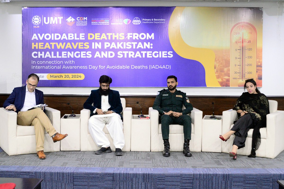 Event Avoidable Death from Heatwaves in Pakistan: Challenges and Strategies The Provincial Monitoring Officer, Emergency Services Department Muhammad Ahsan was invited for panel discussion at UMT related to Avoidable Deaths from Heatwaves in Pakistan.