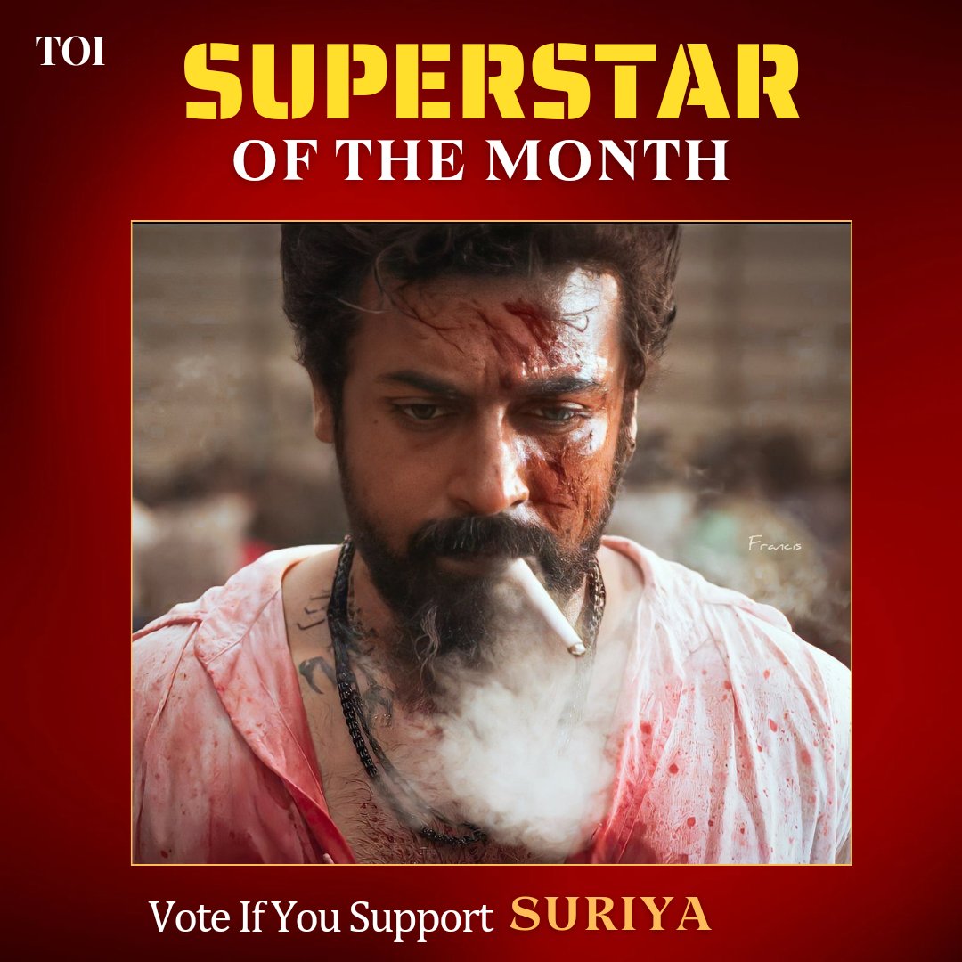 AndhraTalkie's tweet photo. SUPER STAR OF THE MONTH ✴️

Vote if you Support - #Suriya ❤️

1 Like = 1 Point 
1 Repost= 5 Points 
5 Bookmark= 2 Points
1 Reply = 1 Point 

Winner Announcement On 23 March At 6PM

#Kanguva #Suriya43 https://t.co/gnaQS8lPy4