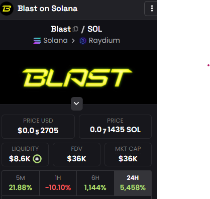 BlastonSol1's tweet photo. https://t.co/aw5vg1QJsf

updated #Blast ON $solana #Dexscreener https://t.co/Kkd19IKWlM