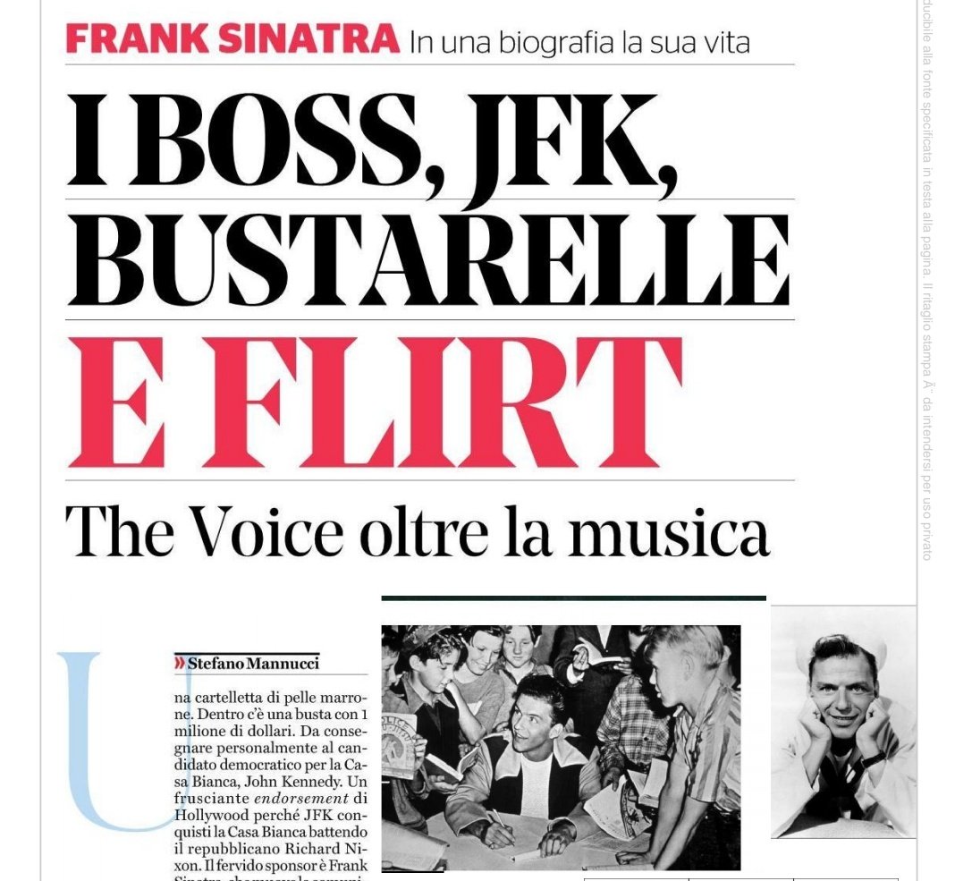 The voice oltre il @fattoquotidiano 🎺🎼🎥📚 La biografia di #FrankSinatra scritta da Luca Cerchiari @uniiulm per @feltrinellied continua a suonare! #rassegnastampa