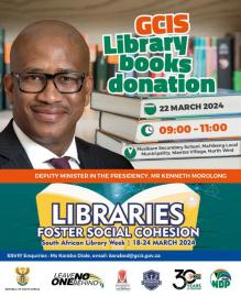 SAgovnews's tweet image. Deputy Minister in the Presidency, Kenny Morolong, will on Friday hand over books donated by the Government Communication and Information System (GCIS) to Mosikare Secondary School in Mahikeng, in the North West province.
#salw2024 #libraryweek 

tinyurl.com/yc2fwn5b