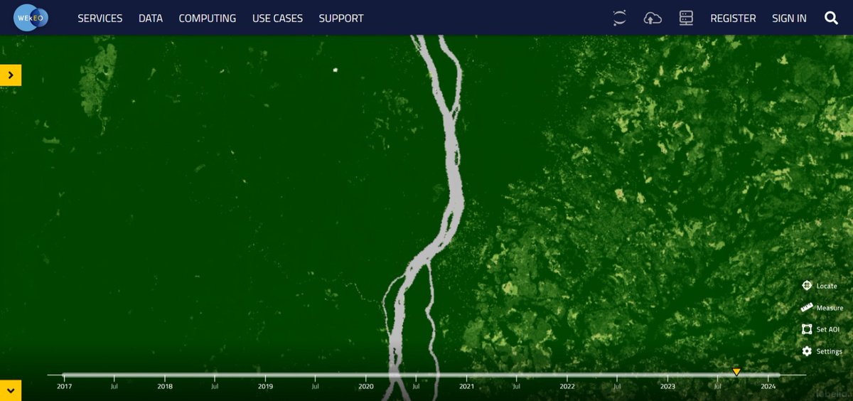 🌲 Celebrating @UN's International Day of #Forests! 👀 Explore Africa's largest lung, the Congolian rainforest, through this captivating Normalized Difference Vegetation Index view! 🌿 Check it out on our website ➡️ wekeo.eu/data?view=view…