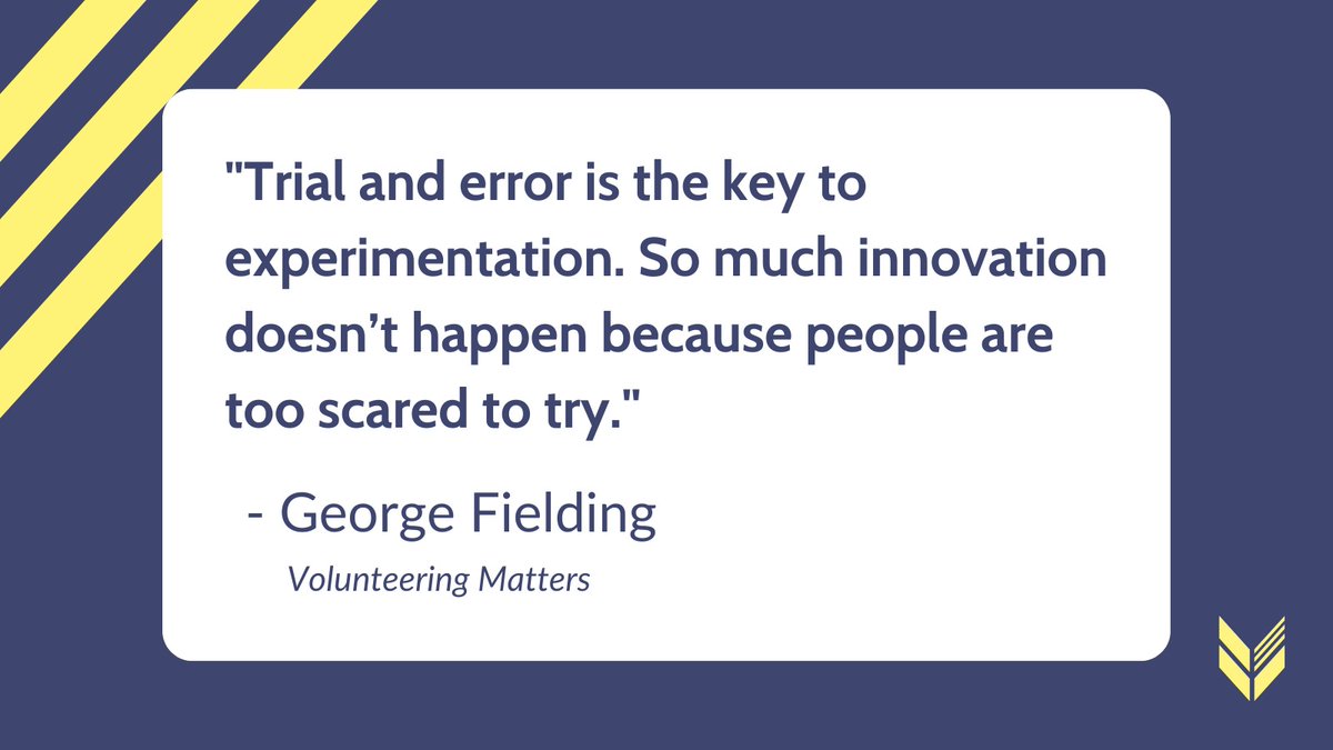 What a great observation from @GeorgeFielding1 at @volunteering_uk Without experimentation in the #VoluntarySector we limit what we’re able to achieve. We limit the joy of volunteering! That’s one of the reasons experimentation is a key theme of the #VisionForVolunteering
