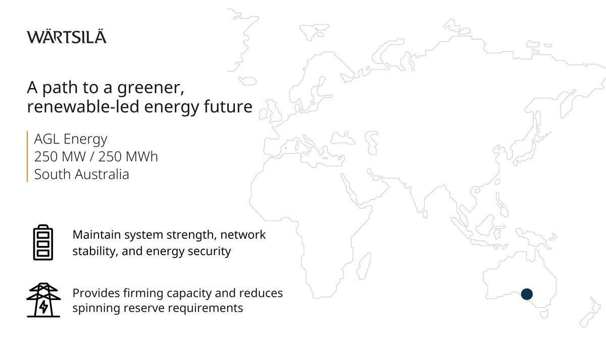 Our 250 MW / 250 MWh #energystorage system in South Australia is a significant development advancing the nation’s path to #decarbonisation. 🔋 👉 Learn more: storage.wartsila.com/project/agl-en… #ProjectSpotlights #RenewableEnergy