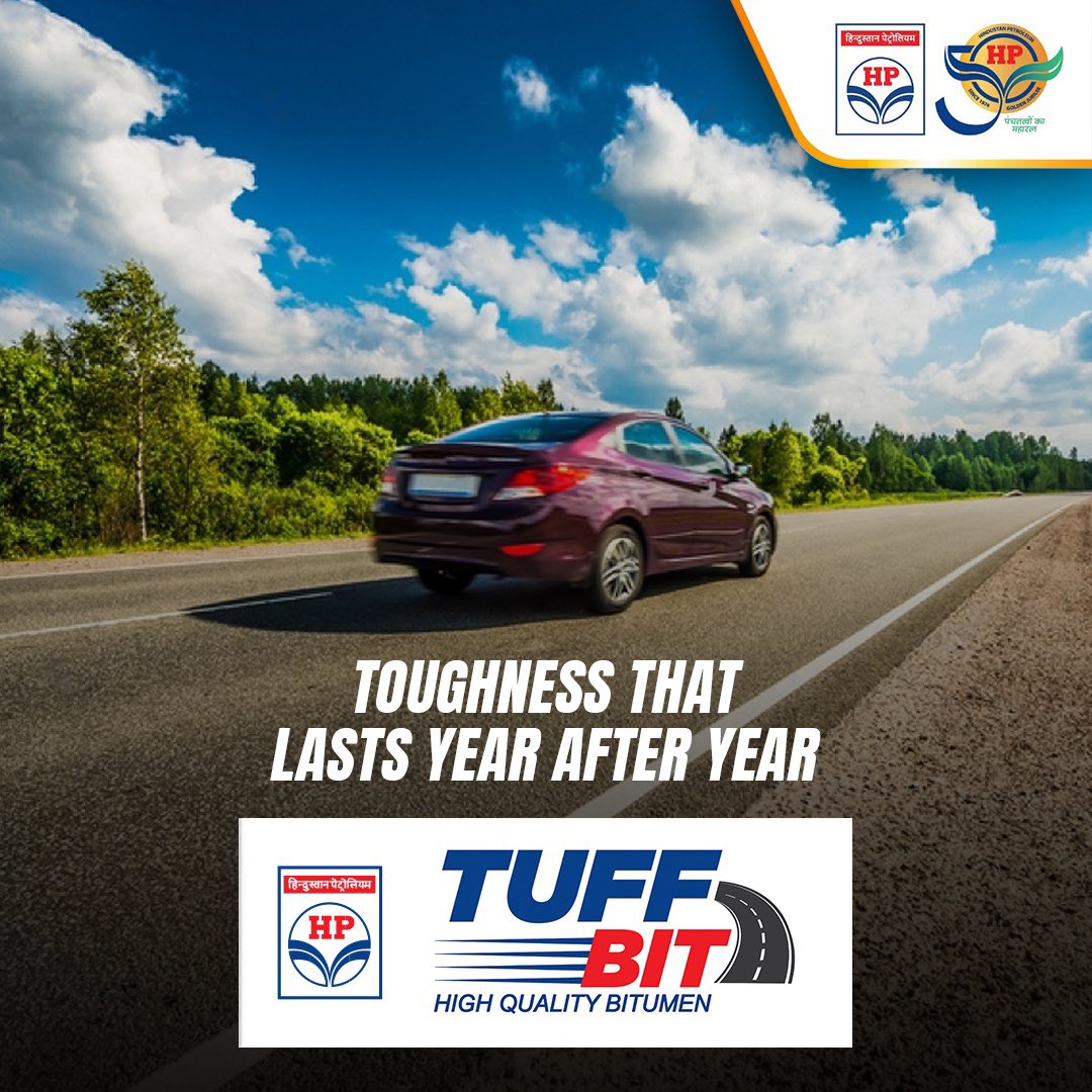 HPCL's tweet photo. HP Tuffbit is a superior quality of Bitumen which has more strength and serves as the foundation of tough roads that last long and ensure better connectivity.
#HPTuffbit #HPCL #DeliveringHappiness #HPTowardsGoldenHorizon https://t.co/zJSlFtYdnh