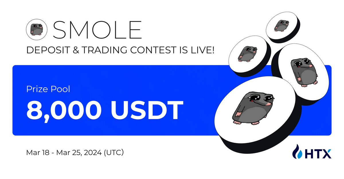 a smol mole starts with #HTX!

Deposit &amp; Trade $SMOLE
Share  a $8,000 Prize Pool!
⌛️ Hurry,  Ends Mar 28th!

Deposit>>htx.com.hk/support/en-us/…
Trading>>htx.com.hk/support/en-us/…