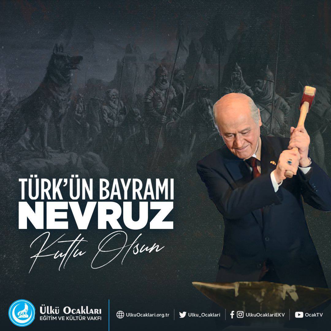 Türk milletinin hem ata hem de ana yurdunda baharın müjdecisi olan #NevruzBayramı; demirden dağları inanç ve kararlılığıyla eriten bir milletin varlığının Ergenekon’dan çıkışını ifade ederken, Kızılelma Ülküsü’nün tarih sahnesindeki örneğidir.

Nevruz, Türk Dünyası’nın milli