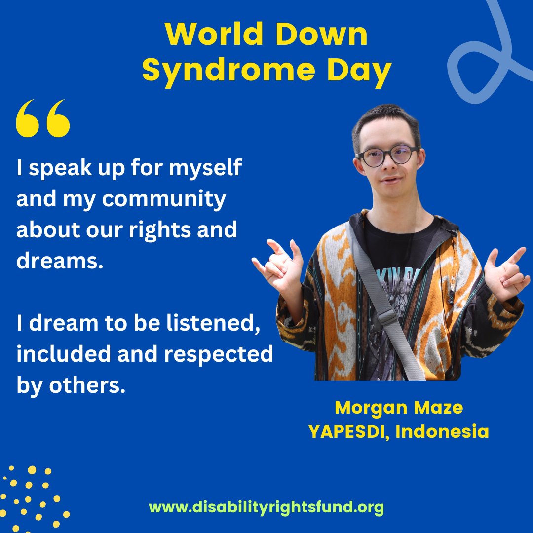 💙Today is World Down Syndrome Day. And we are celebrating self-advocates, like Morgan Maze, who are advocating for their rights, dreams and independent living. 'I speak up for myself and my community about our rights and dreams.'