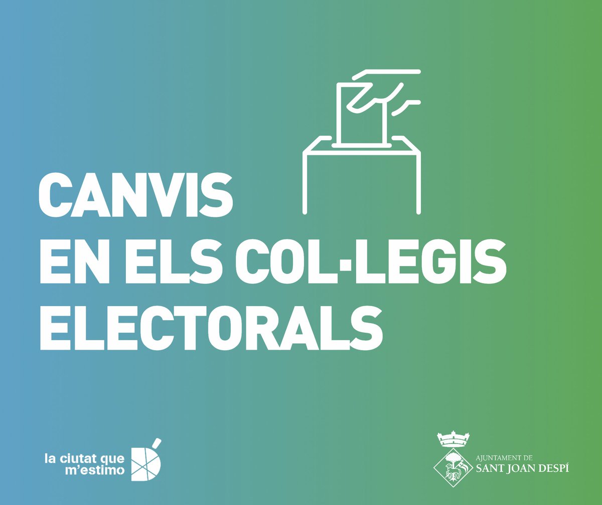 #EleccionsSJD Canvis en els col·legis electorals per a les properes  convocatòries d'eleccions! S'habiliten 2 nous col·legis, un d'ells a  les Begudes, i es reordenen seccions censals.

👉Consulteu si us afecten les modificacions a sjdespi.cat/ajuntament/ele…