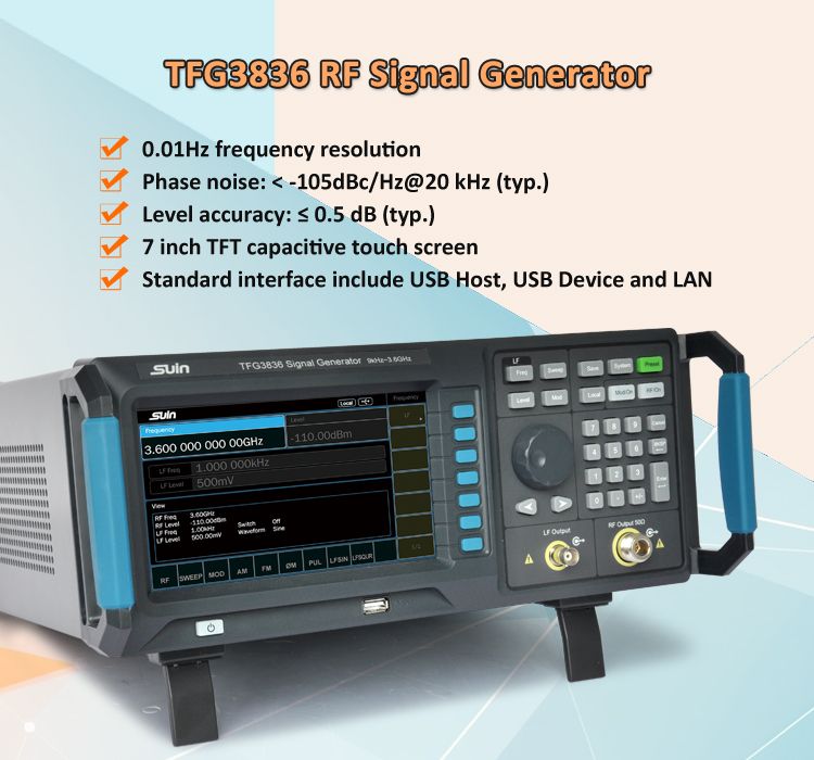 suinInstruments's tweet image. To meet different test requirements, TFG3836 equipped with several trigger modes: Auto,Key,Bus and External.Besides,this generator also have higher accuracy,multiple modulation,such as:AM FM PM,Phase Modulation.If you are searching for RF #signalgenerator,welcome to inquiry.