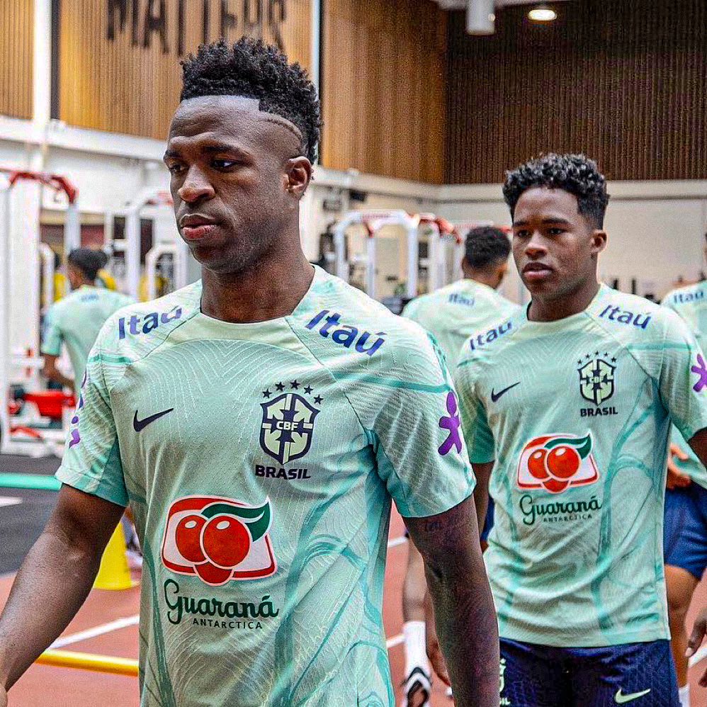 Vinicius JR training at Arsenal's Sobha Realty Training Centre with the Brazil national team this week. 🇧🇷