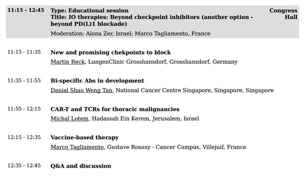 Day 2 at #ELCC24. Join us today at the Educational Session on novel IO therapies beyond checkpoint inhibitors! 11:15h Congress Hall @ZerAlona @MartinReck2 @danieltanmd #MichalLotem @OncoAlert @UniGenova @myESMO