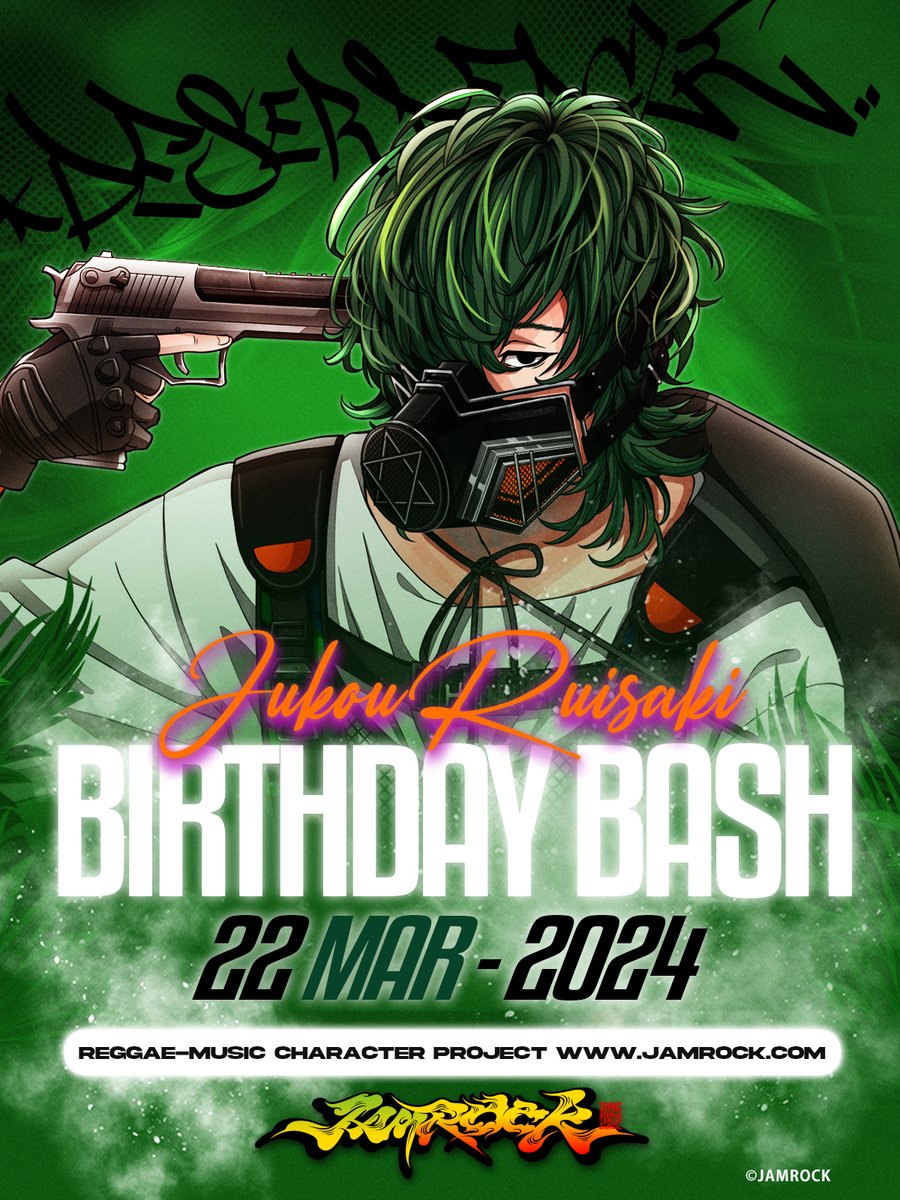 JAMROCK_INFO's tweet photo. ┏━━━━━━━━━┓
🎂 𝘽𝙄𝙍𝙏𝙃𝘿𝘼𝙔 𝘽𝘼𝙎𝙃 🎂
┗━━━━━━━━━┛

    🎊 ━━━━━━ 🎊

🟩BIRTHDAY：3/22
🟨#累崎銃甲 a.k.a DESERT EAGLE
🟥@GASMASKnoHITO

    🎊 ━━━━━━ 🎊

あ,ぁあ,ありが…とぅ💦

PV：https://t.co/R0giqJocb9
CV&amp;Singer：#谷山紀章
#ジャムロック https://t.co/GvrFNmK2oG
