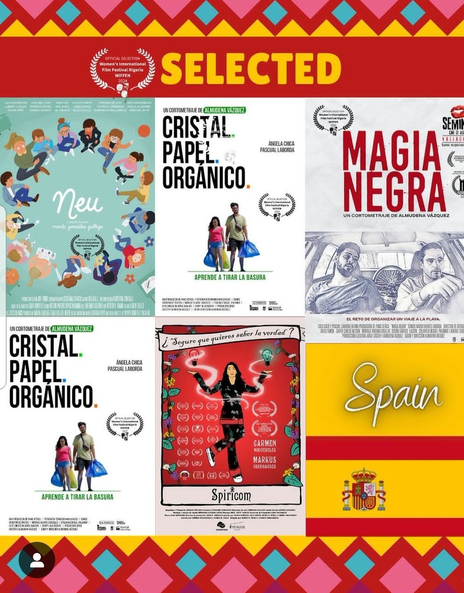 EmbEspAbuja's tweet photo. Enhorabuena!  Four Spanish female filmmakers' movies 👩‍🦰🎥have been selected at the @wiffenglobal. 
All the best for the final! @EmbEspAbuja will be at the Festival on Saturday to support you!
@FilmNeu 
@NinesChica  
@almu_vazquezm 
Carmen Nogueroles
#WIFFEN24 #WomenCultureFilm https://t.co/unm6bMHbyh