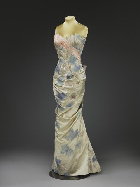 A touch of #frockingfabulous watercolor by #Balmain. #Fashionhistory of 1954, via the V&A.