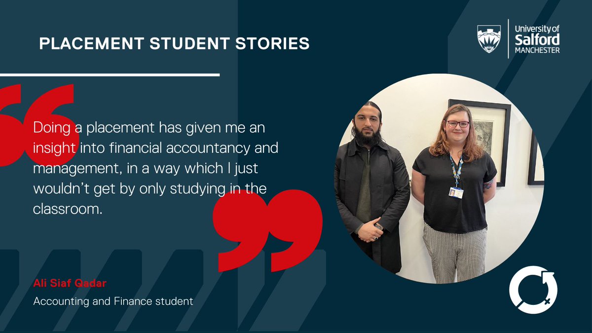 Meet Ali Siaf Qadar, the Accounting and Finance student currently doing a placement year with @MFTnhs. Supported by his colleague Olivia, Ali has learned real-world skills during his year in industry. Read more: ow.ly/xbSW50QYrQ2 #studentsuccess #SalfordUni