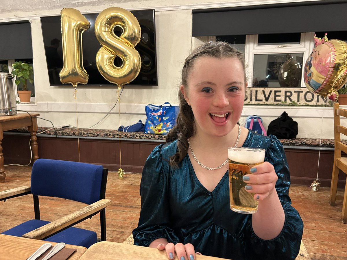 Happy World Down Syndrome Day 2024! This year’s theme is #EndTheStereotypes so here’s Pippa raising her glass of cider, breaking the stereotype that adults with DS don’t/shouldn’t enjoy alcohol. Pippa’s 18 now - why shouldn’t she have a tipple? <a href="/Wouldntchangea1/">#wouldntchangeathing</a> #WDSD24 #WDSD2024