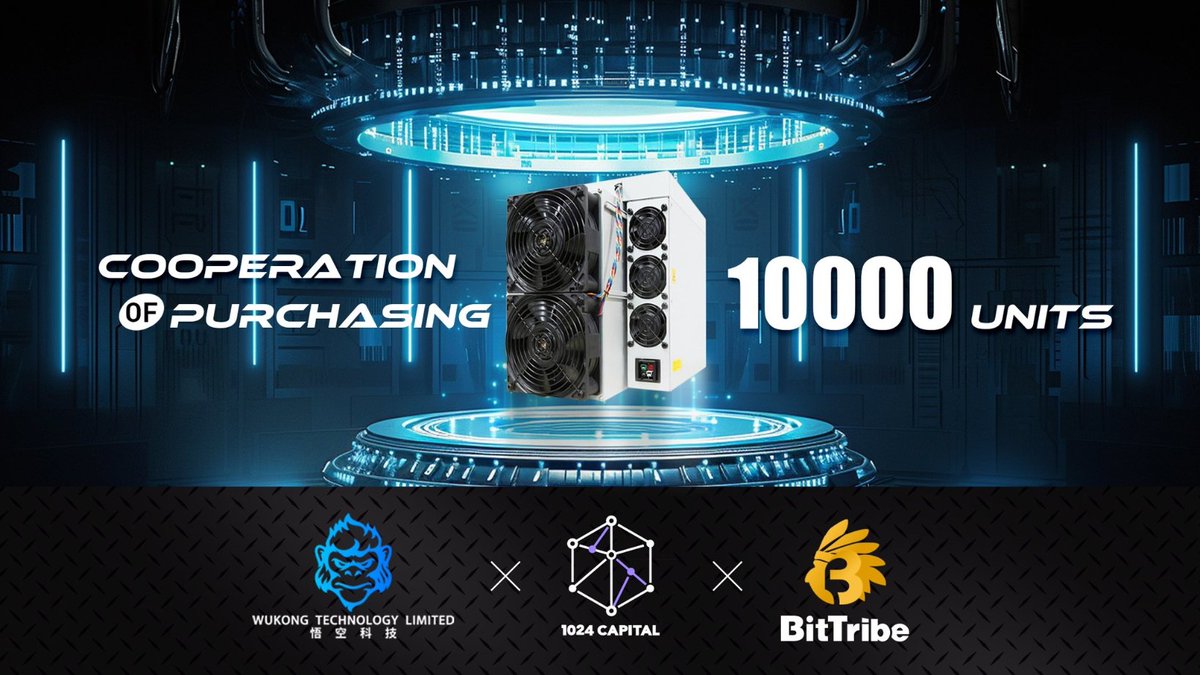 Wukong Technology under 1024 Capital has bought 10,000 S21 #BTC mining machines from <a href="/bit_tribe/">BitTribe Global</a>, worth $50M, showing strong confidence in #Bitcoin and its ecosystem!

We have deployed BTC mining fields in the USA, Russia, Africa, and more, with a total capacity exceeding 200MW ⛏️