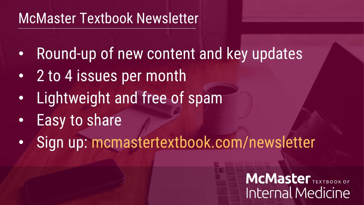 Did you know that you could be receiving emails highlighting new content on our website? Never miss a new interview, lecture, or textbook update. Have a look at the recent edition: bit.ly/McMaster-Textb… Want to sign up? 👉mcmastertextbook.com/newsletter #FOAMEd #MedEd #MedTwitter