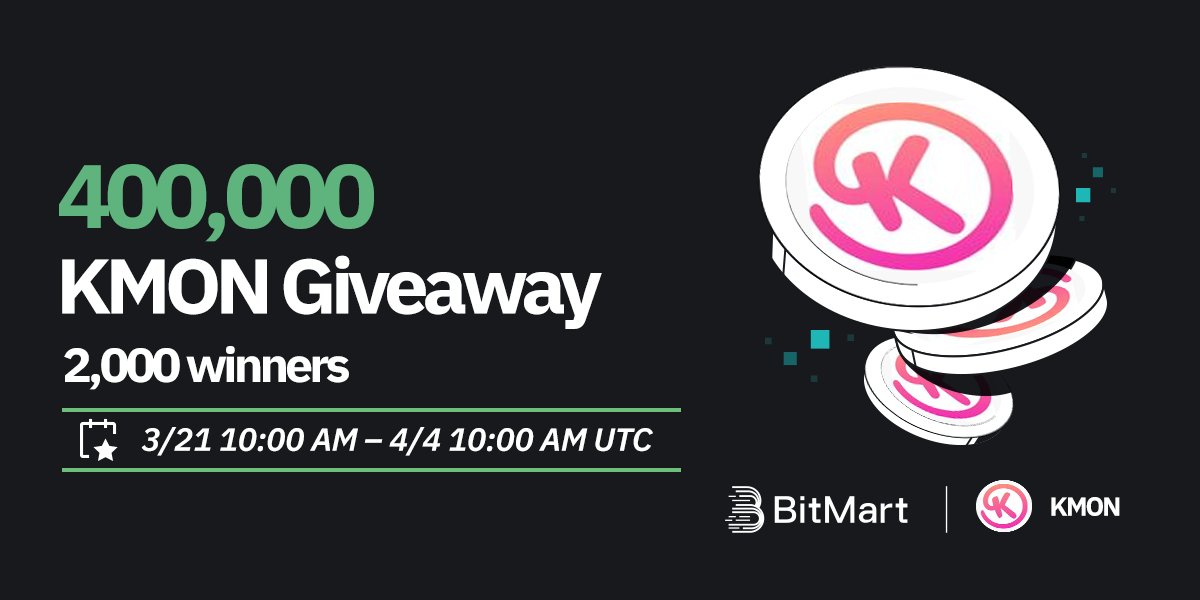 BitMart (@bitmartexchange) on Twitter photo 🌟 #BitMart X #KMON #Airdrop 🌟
1⃣Follow <a href="/BitMartExchange/">BitMart</a> & <a href="/BitMartResearch/">BitMart Research|$BMX HODLer</a> & <a href="/KryptomonTeam/">KMON | MMORPG</a>
2⃣Join t.me/BitMartExchange & t.me/kryptomonoffic…
3⃣RT & Tag 3 frds & Like
4⃣Fill in forms.gle/Jw1J9QGZ2eTyTF…
🎁 2,000 winners / 400,000 $KMON
Register 👉 bitmart.com/register/en-US 🌟 #BitMart X #KMON #Airdrop 🌟
1⃣Follow <a href="/BitMartExchange/">BitMart</a> & <a href="/BitMartResearch/">BitMart Research|$BMX HODLer</a> & <a href="/KryptomonTeam/">KMON | MMORPG</a>
2⃣Join t.me/BitMartExchange & t.me/kryptomonoffic…
3⃣RT & Tag 3 frds & Like
4⃣Fill in forms.gle/Jw1J9QGZ2eTyTF…
🎁 2,000 winners / 400,000 $KMON
Register 👉 bitmart.com/register/en-US