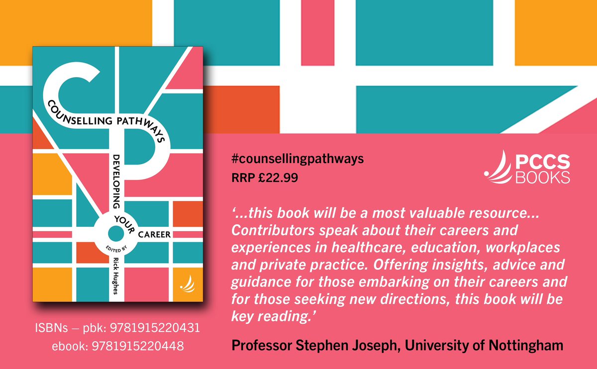 Out Today - Counselling Pathways: developing your career Edited by Rick Hughes ‘A very welcome and a most valuable resource… Offering insights, advice and guidance for those embarking on their careers…’ Prof Stephen Joseph Order bit.ly/CounsellingPat… #counselling