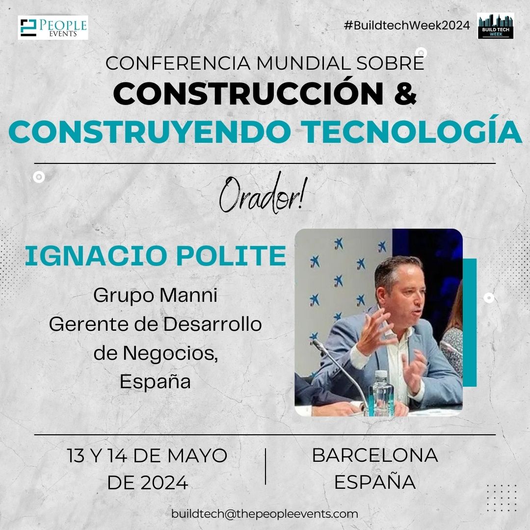 BuildtechWeek24's tweet image. Ignaciao Polite from Manni Green Tech, Spain will be sharing insights on Offsite Building Technologies: Steel Construction Systems at BuildTech Week 2024! 📷
Join us on May 13-14, 2024, at Catalonia Barcelona 505 Hotel in Catalonia, Barcelona,
#BuildTechWeek2024 #OffsiteBuilding