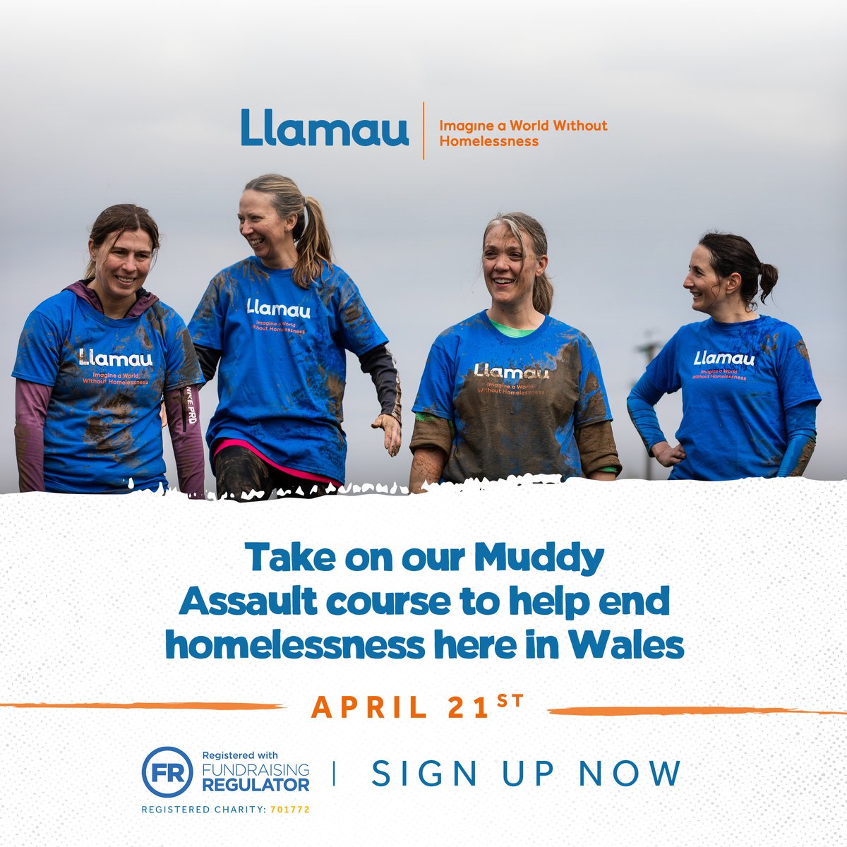 LlamauUK's tweet photo. Missed the muddy fun last year? No worries! Here's your golden opportunity to join us this year. Let's unite in our mission to end homelessness in Wales. Secure your spot now and be a part of the positive change! Sign up here: https://t.co/D1mijNSKHt #MuddyAssaultCourse https://t.co/lE8uyYtKoh
