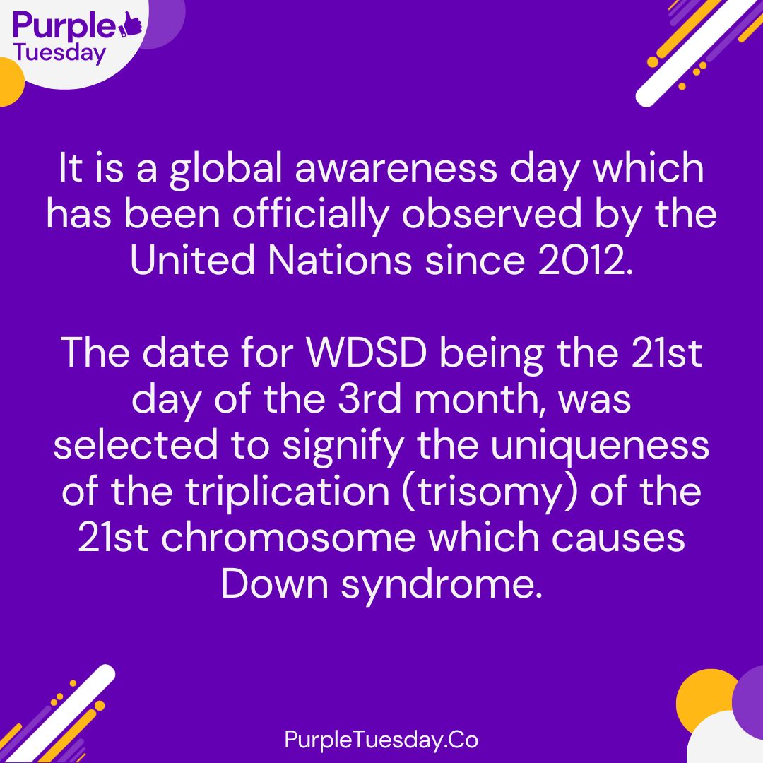 PurpleTuesNov's tweet image. Today is #WorldDownSyndromeDay 💜

There are currently estimated to be around 47,000 individuals living in the UK with Down syndrome, and today is about celebrating them! As well as trying to break down stigmas around #DownSyndrome 
#DisabilityAwareness #Inclusion #Diversity